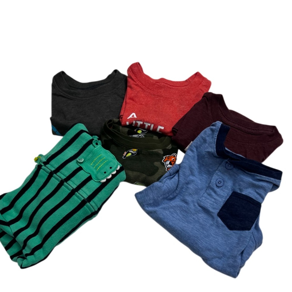 Toddler Boys 18-24M Clothing Bundle 6 Pc Dino Henley Graphic Shirts